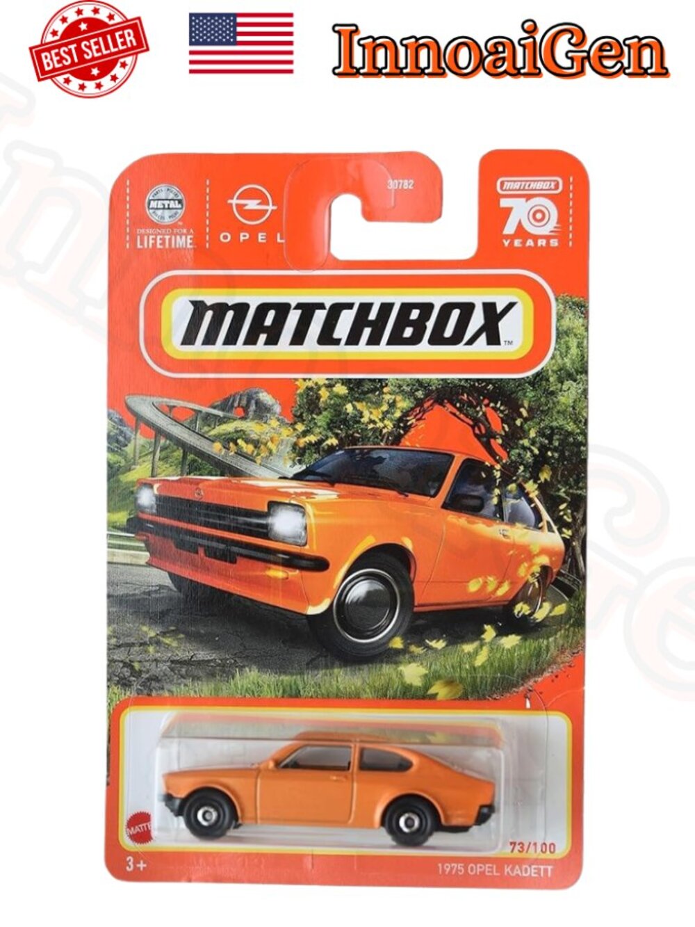 Matchbox 70 Years 1975 Opel Kadett Orange Diecast Car Toy 73/100 New in Package